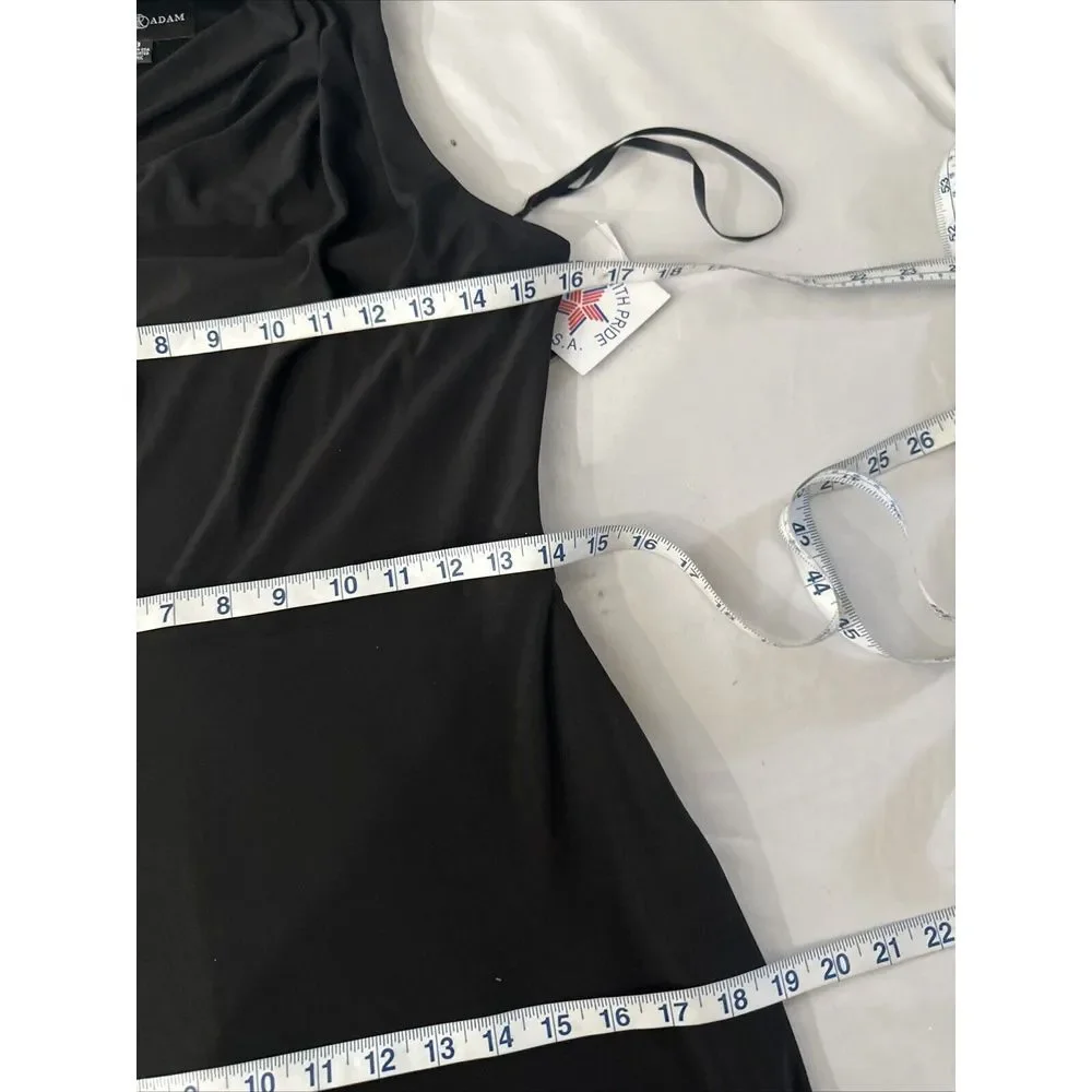 NWT $199 Betsy & Adam [ 8 ] One Shoulder Single Long Sleeve Gown‎ Black